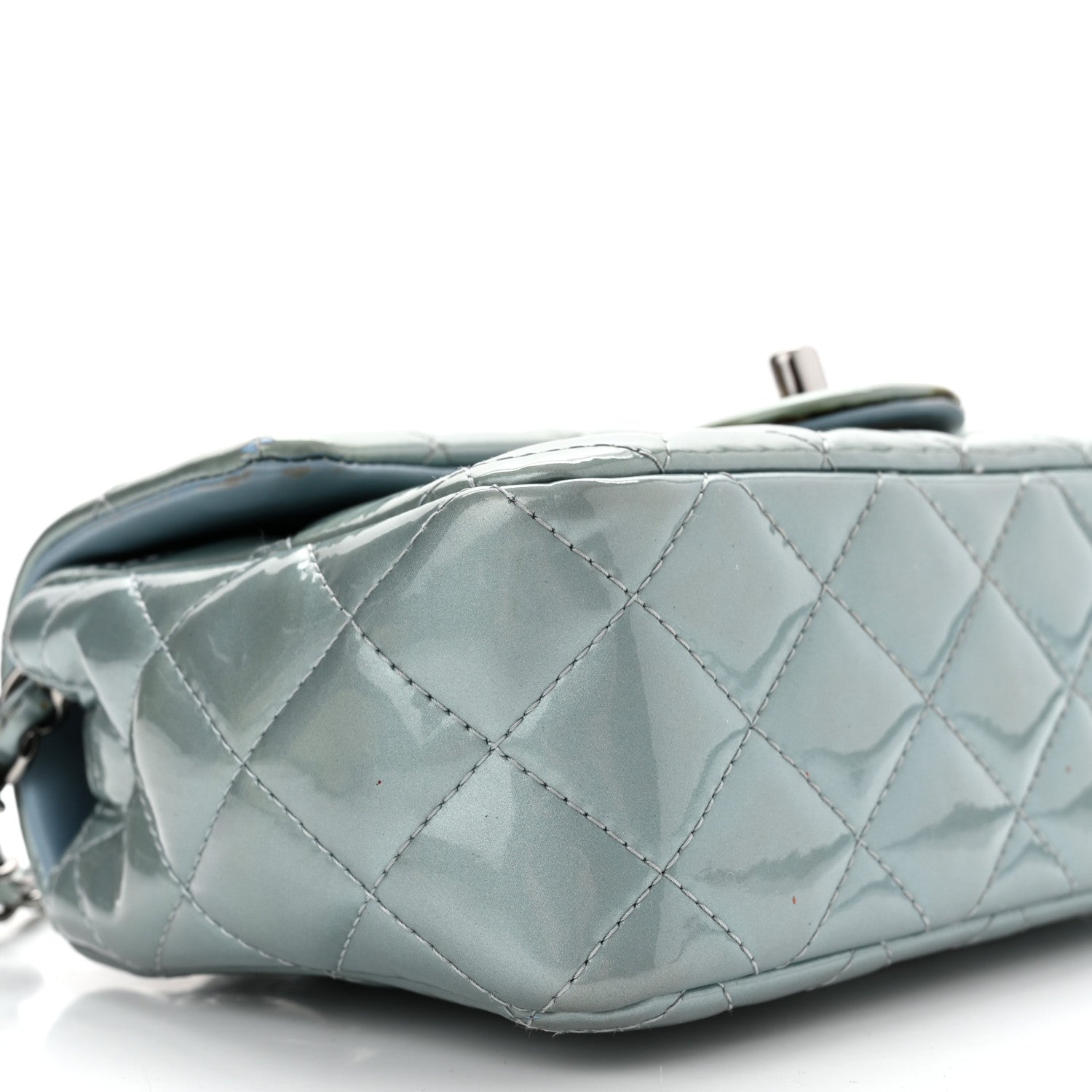 Chanel Patent Calfskin Quilted Mini Rectangular Flap Light Blue 9 of 10