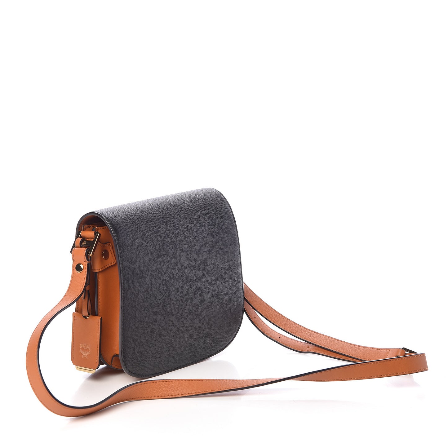 Visetos Calfskin Small Patricia Crossbody Bag Cognac Black