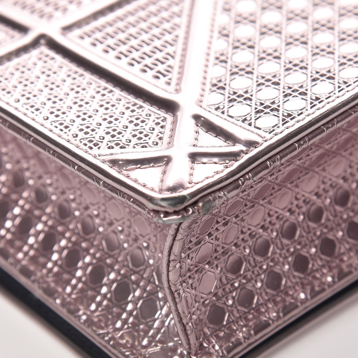 Metallic Patent Micro-Cannage Mini Diorama Flap Bag Hyper Pink