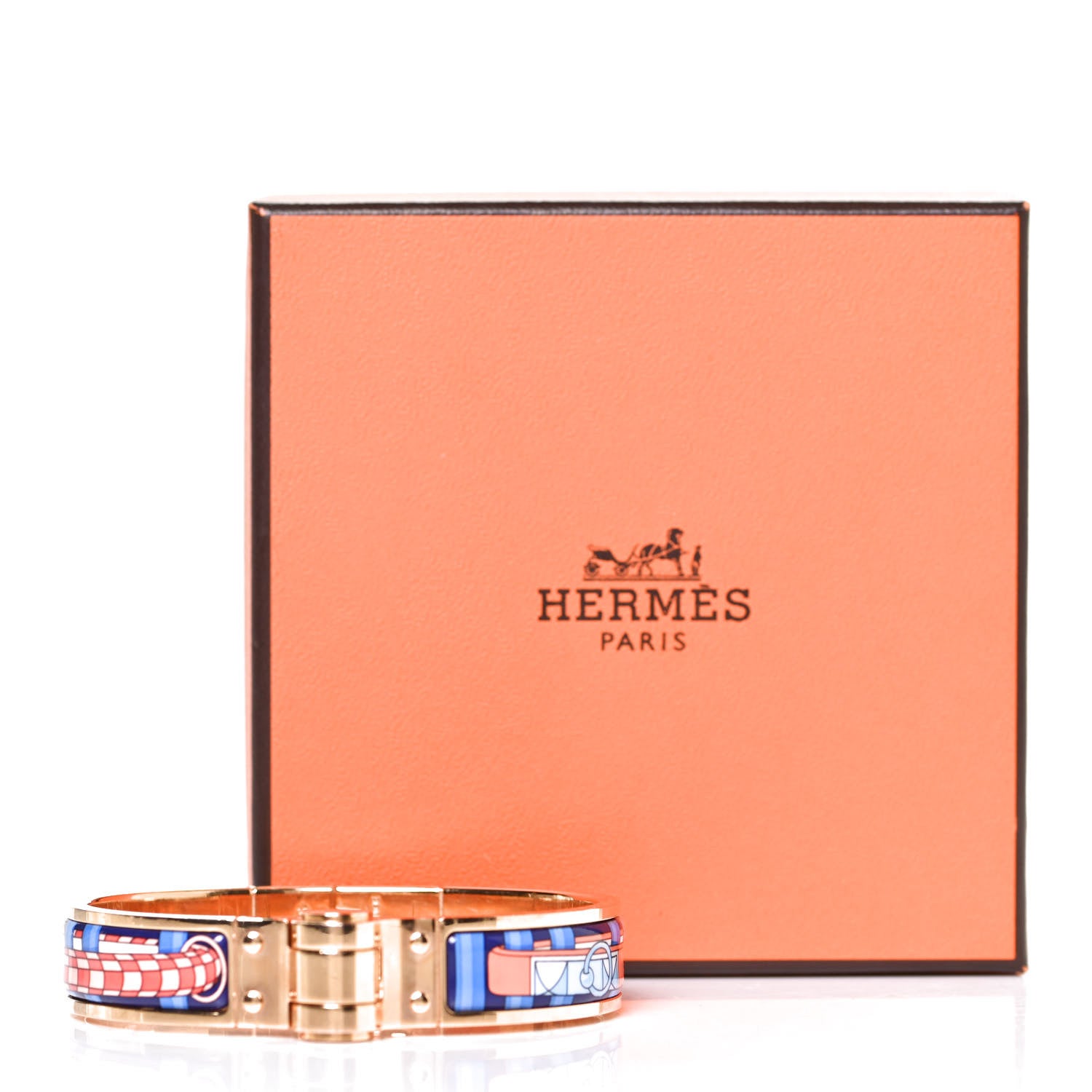 Hermes Enamel Printed Narrow Colliers De Chiens Hinged Bracelet S 5 of 5