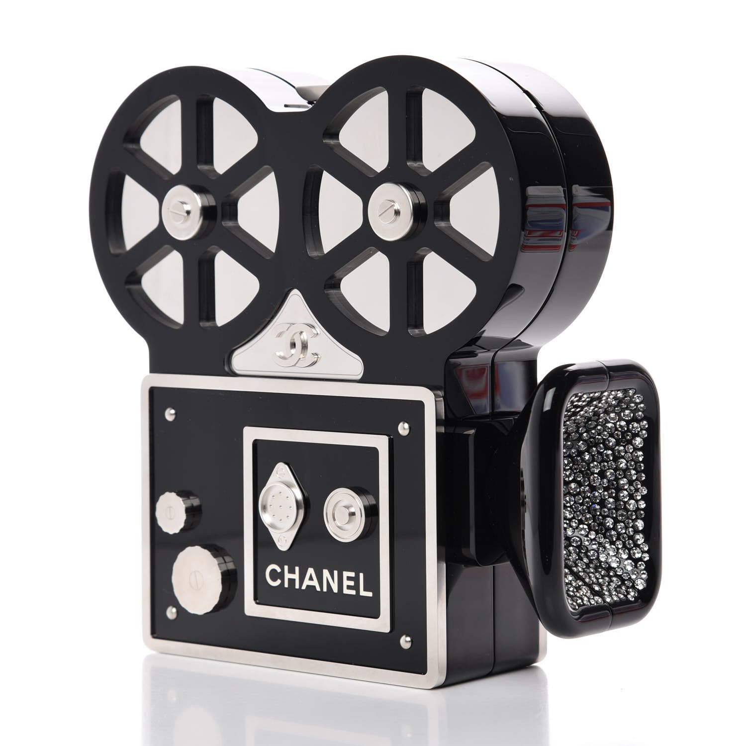 Chanel Plexiglass Crystal Buonasera Film Projector Minaudiere Clutch Black 5 of 14