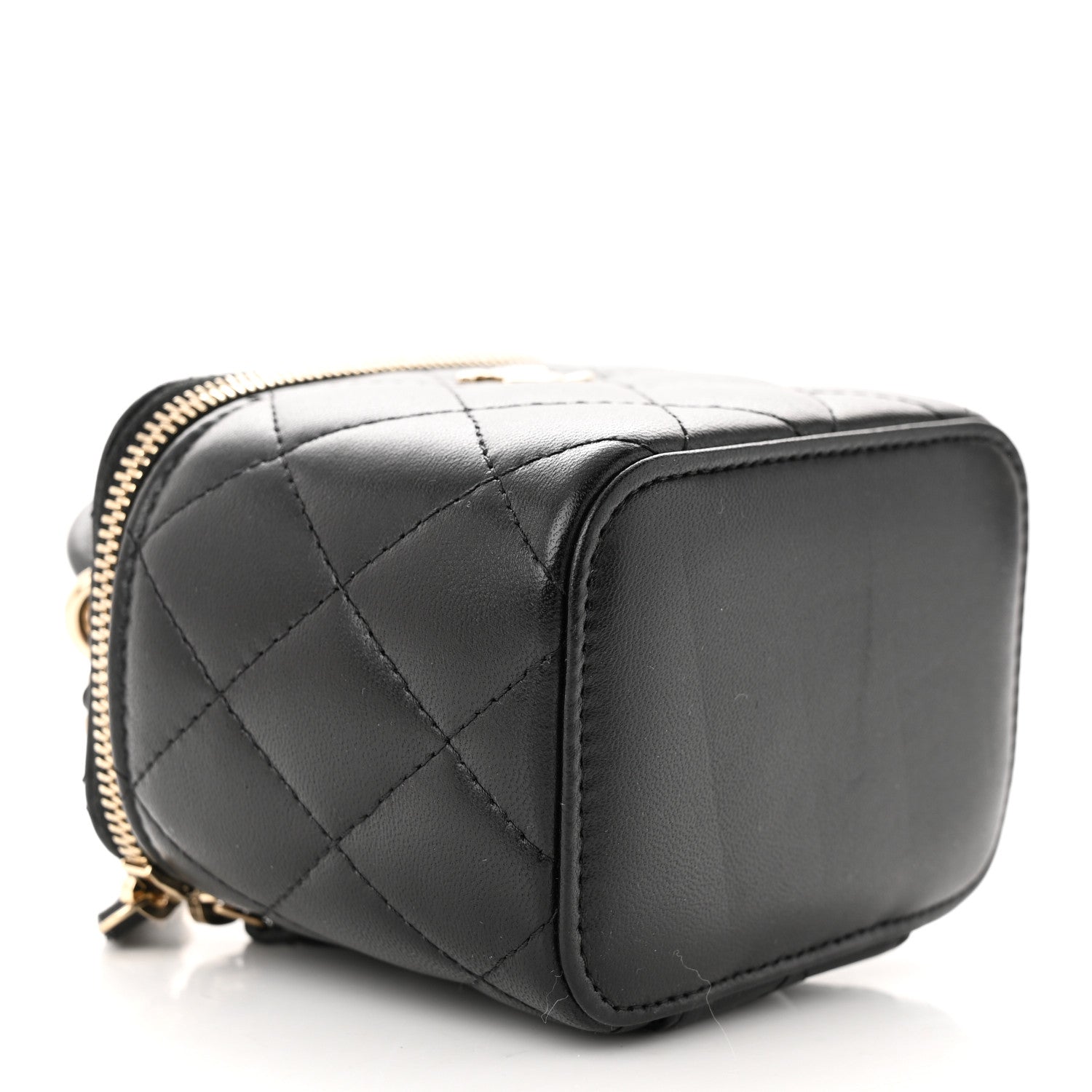 Chanel Lambskin Quilted Top Handle Mini Vanity Case With Chain Black 4 of 10