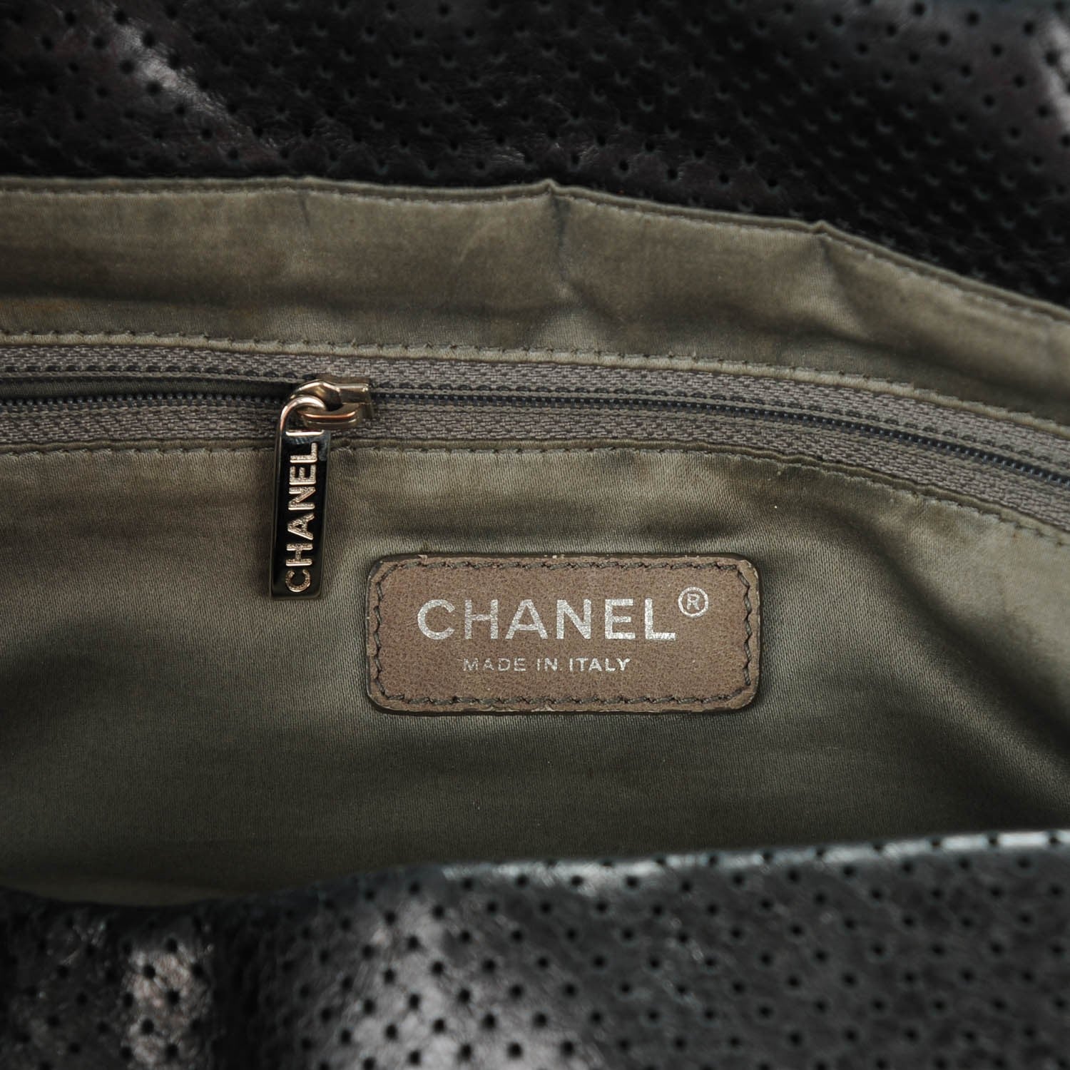 Chanel Metallic Calfskin Perforated Large Drill Accordion Flap Black 6 of 7