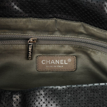 Chanel Metallic Calfskin Perforated Large Drill Accordion Flap Black 6 of 7