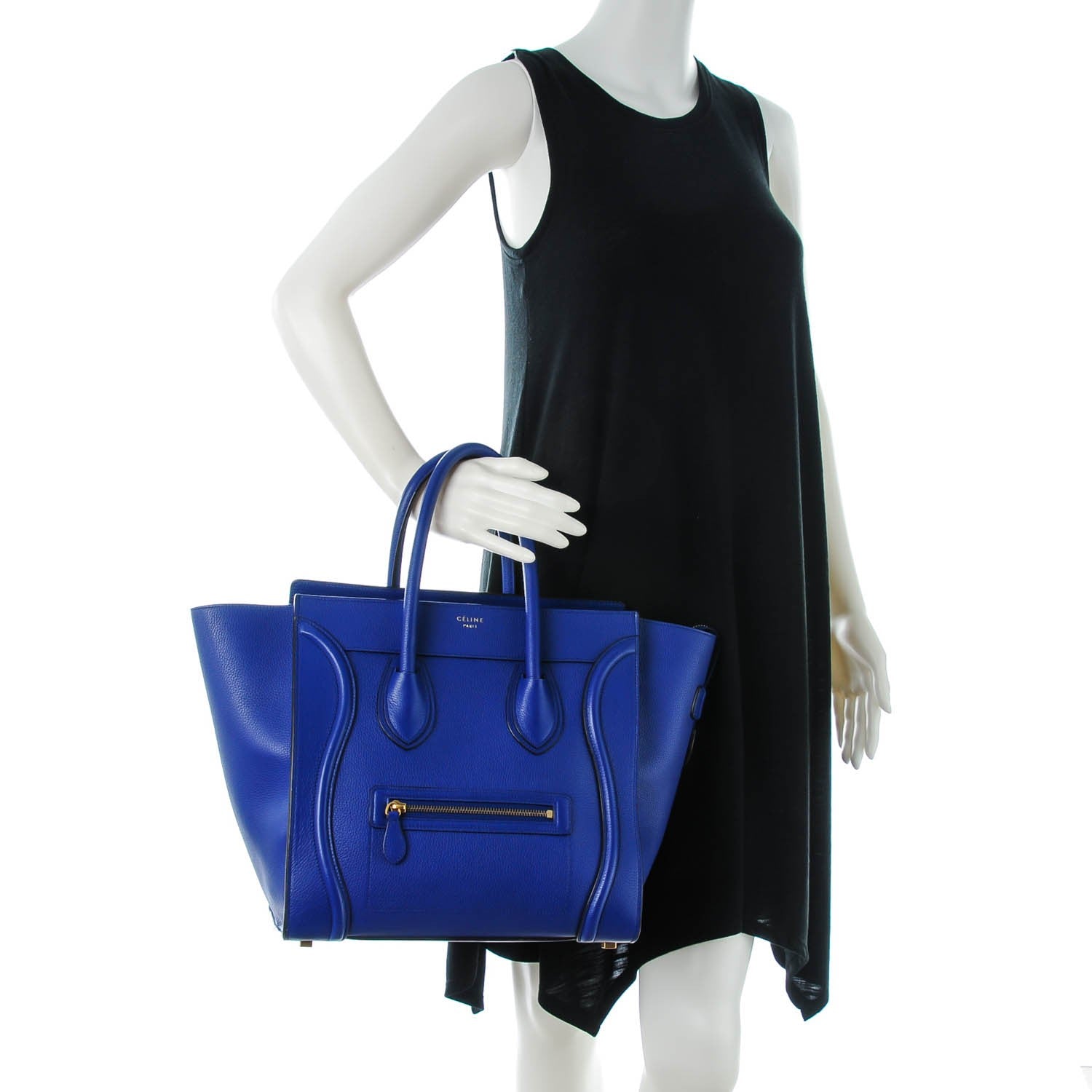 Celine Drummed Calfskin Mini Luggage Indigo 2 of 8