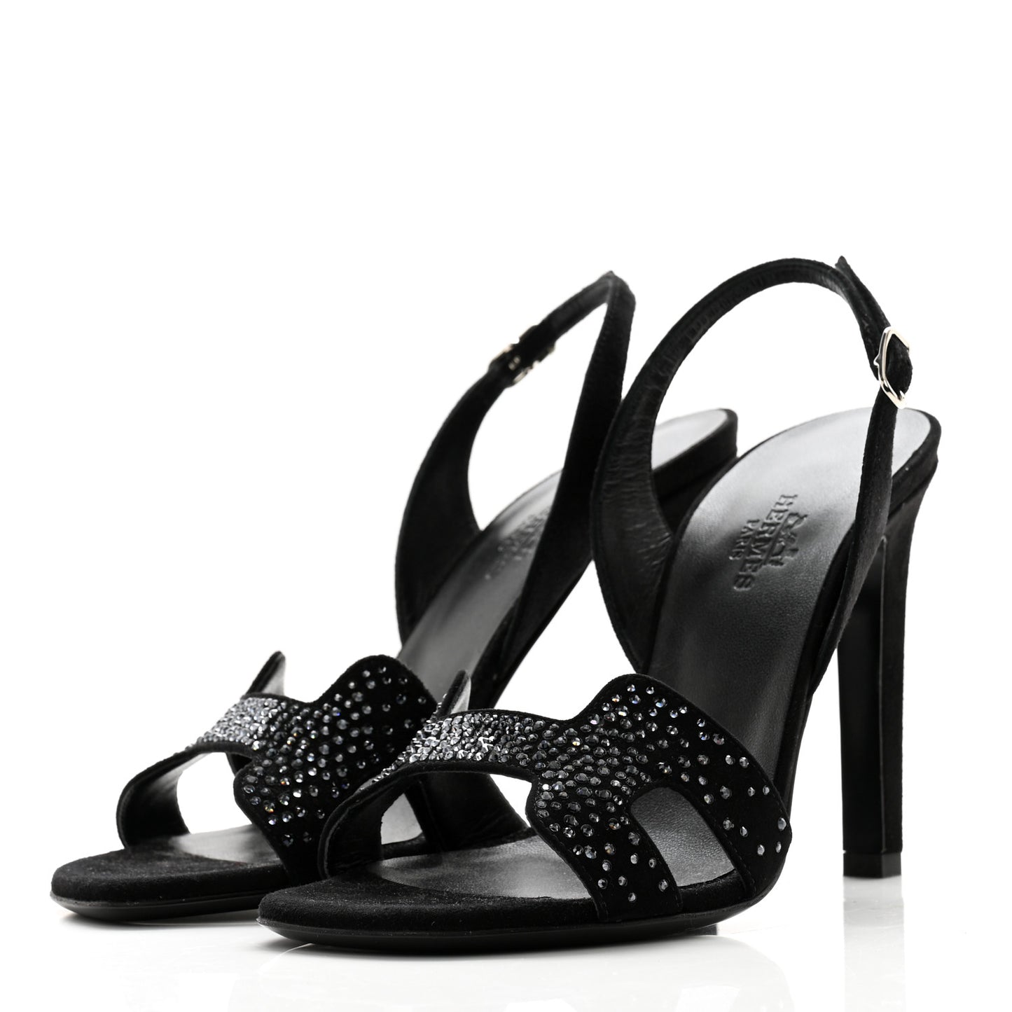 Suede Goatskin Crystal Ella 105 Sandal 35 Black