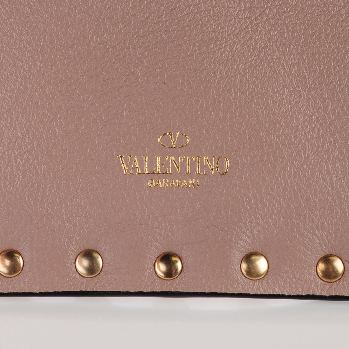 Calfskin Medium Rockstud Zip Pouch Poudre