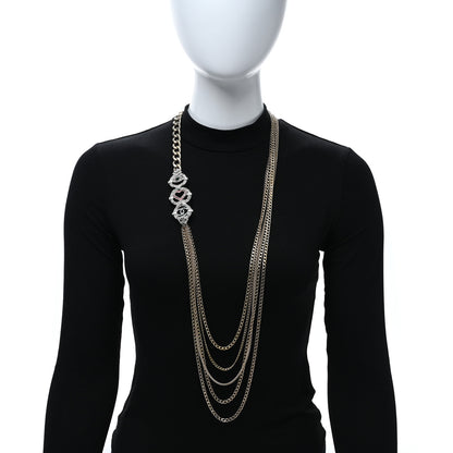 Chanel Crystal Eye Heart CC Multi Strand Chain Necklace Gold Green Pink Blue 2 of 5