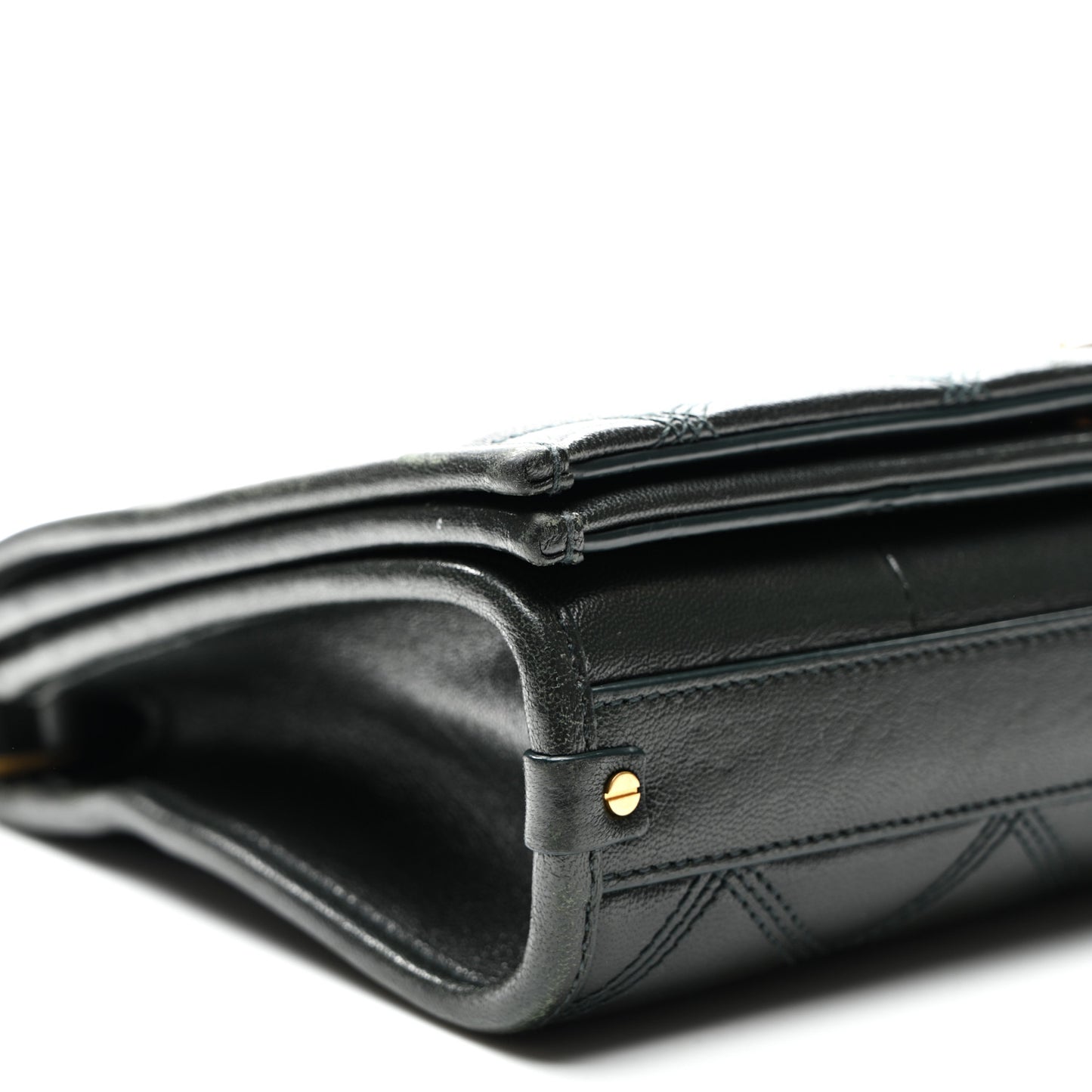 Lambskin Quilted Mini Becky Chain Bag Vert Fonce