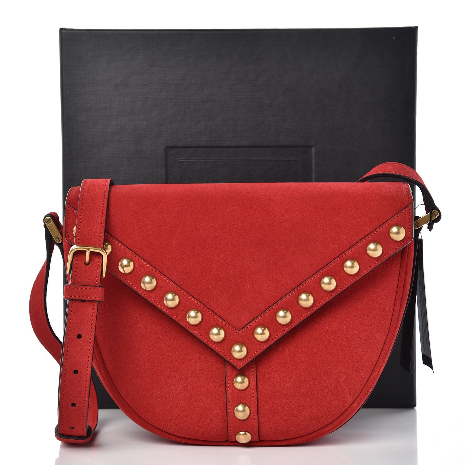 Saint Laurent Suede Y Studs Crossbody Bag New Red 8 of 8