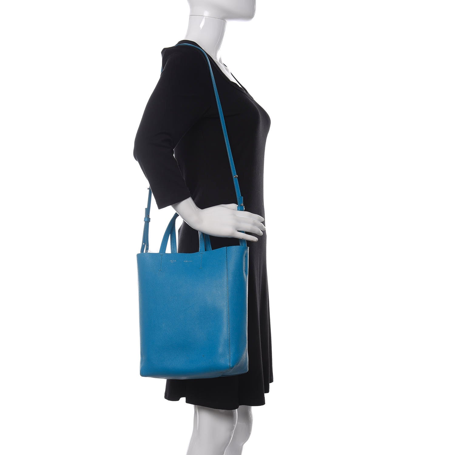 Celine Grained Calfskin Small Vertical Cabas Turquoise 2 of 11