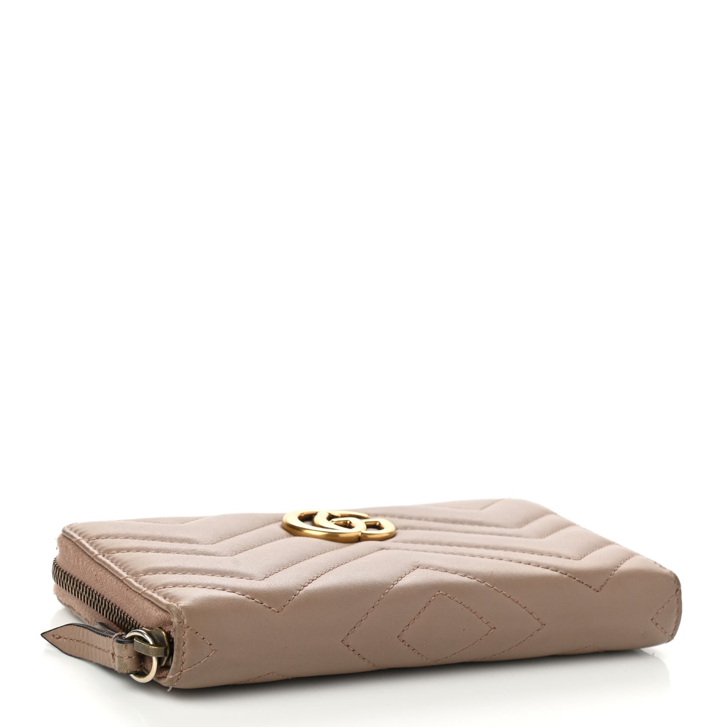 Calfskin Matelasse GG Marmont Zip Around Wallet Porcelain Rose