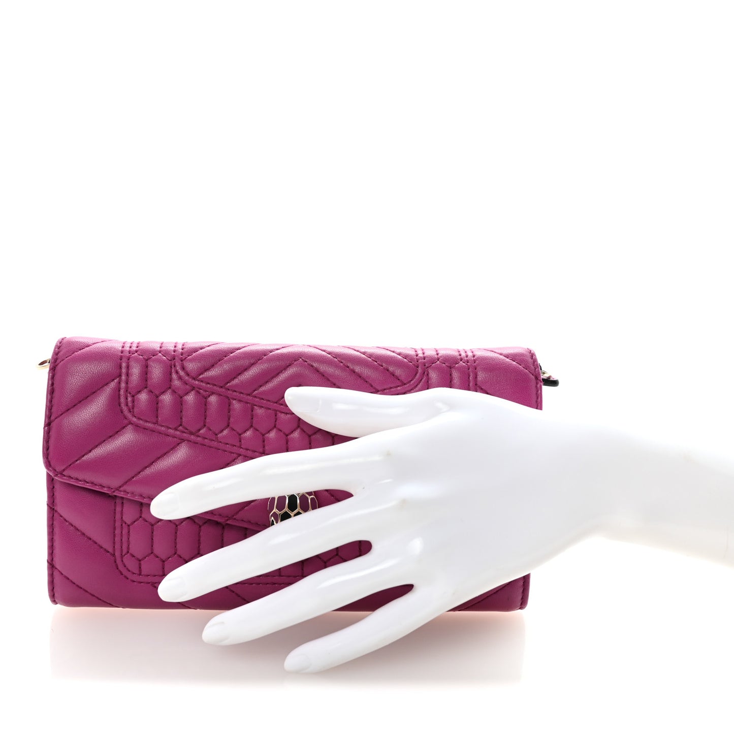 Calfskin Quilted Serpenti Forever Clutch Plum