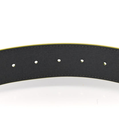 Fendi Vitello Century Elite Enamel FF Buckle Belt 95 38 Black Giallo Fluo 5 of 8