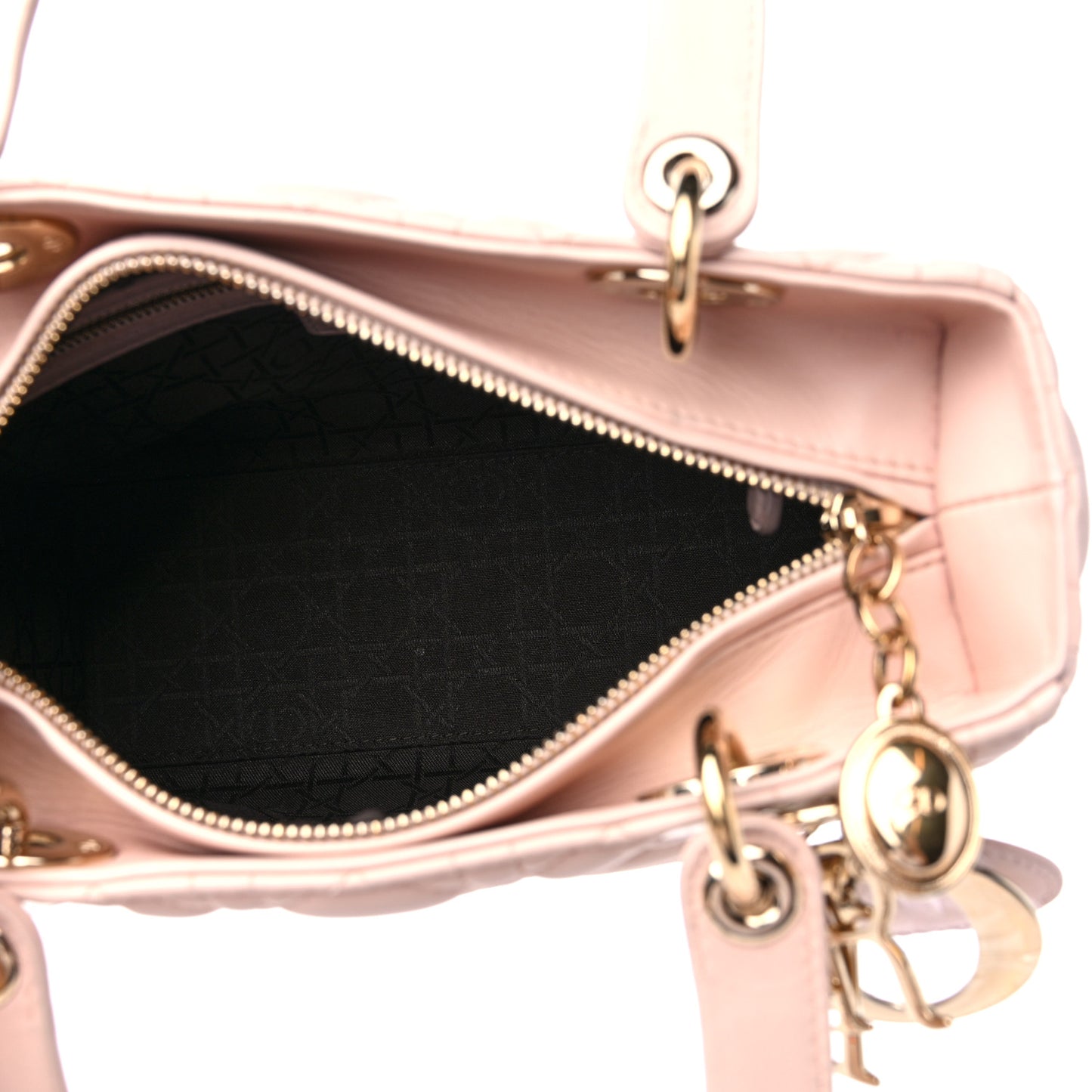 Lambskin Cannage Medium Lady Dior Rose Poudre