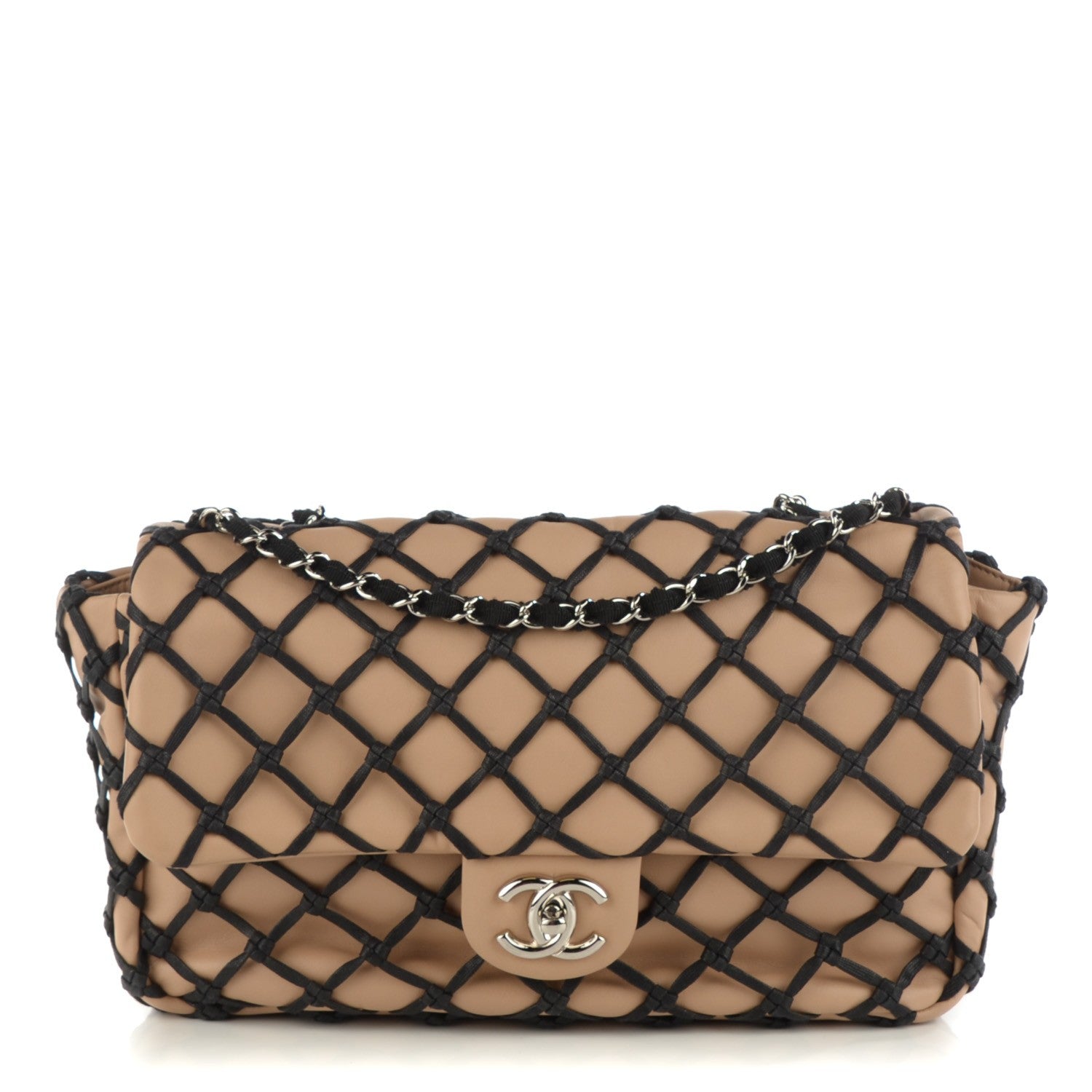 Chanel Lambskin Jumbo Canebiers Net Flap Biege 1 of 8