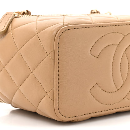 Chanel Lambskin Quilted Small Top Handle Vanity Case With Chain Beige 10 of 14
