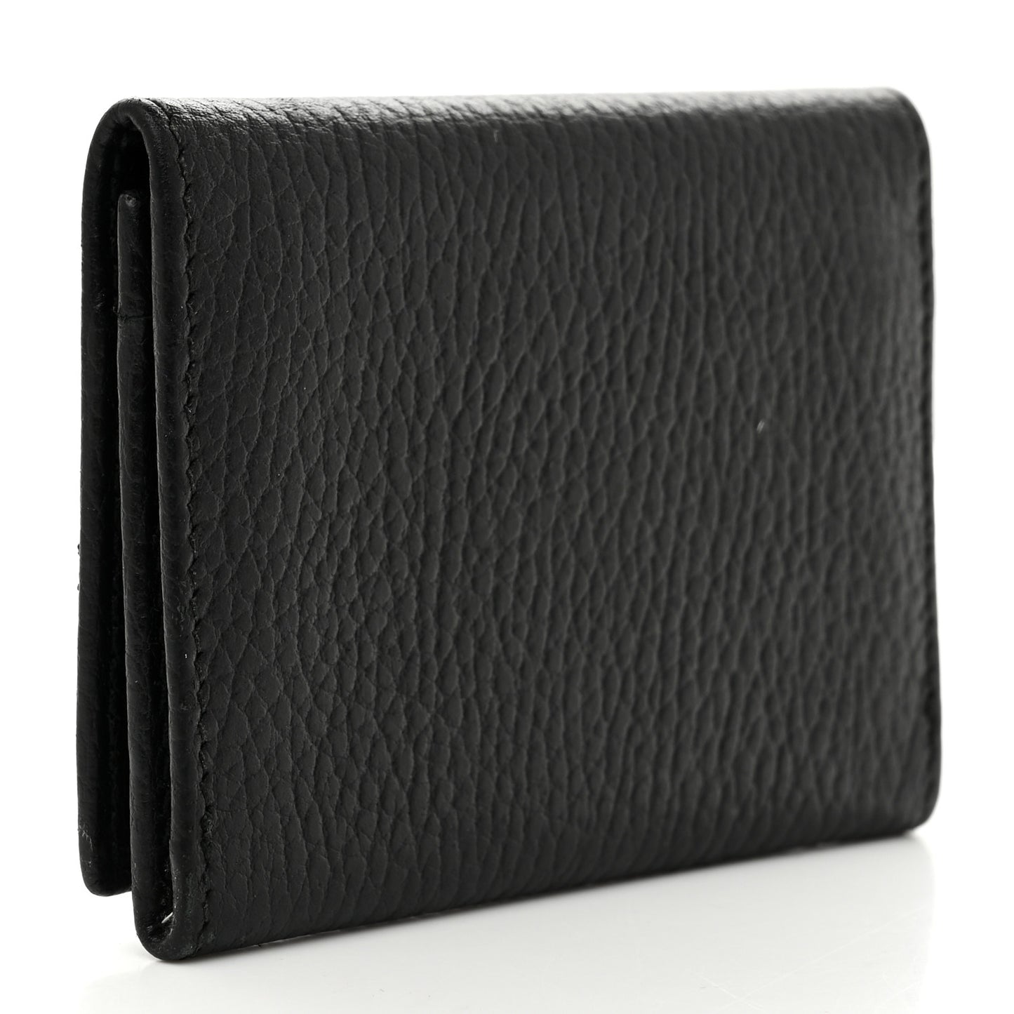 Pebbled Calfskin GG Marmont Card Case Black