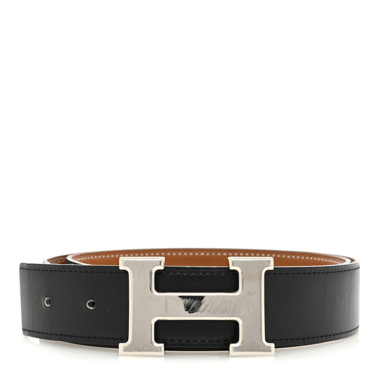 Hermes Box Togo 32mm H Belt 85 Black Gold 1 of 5