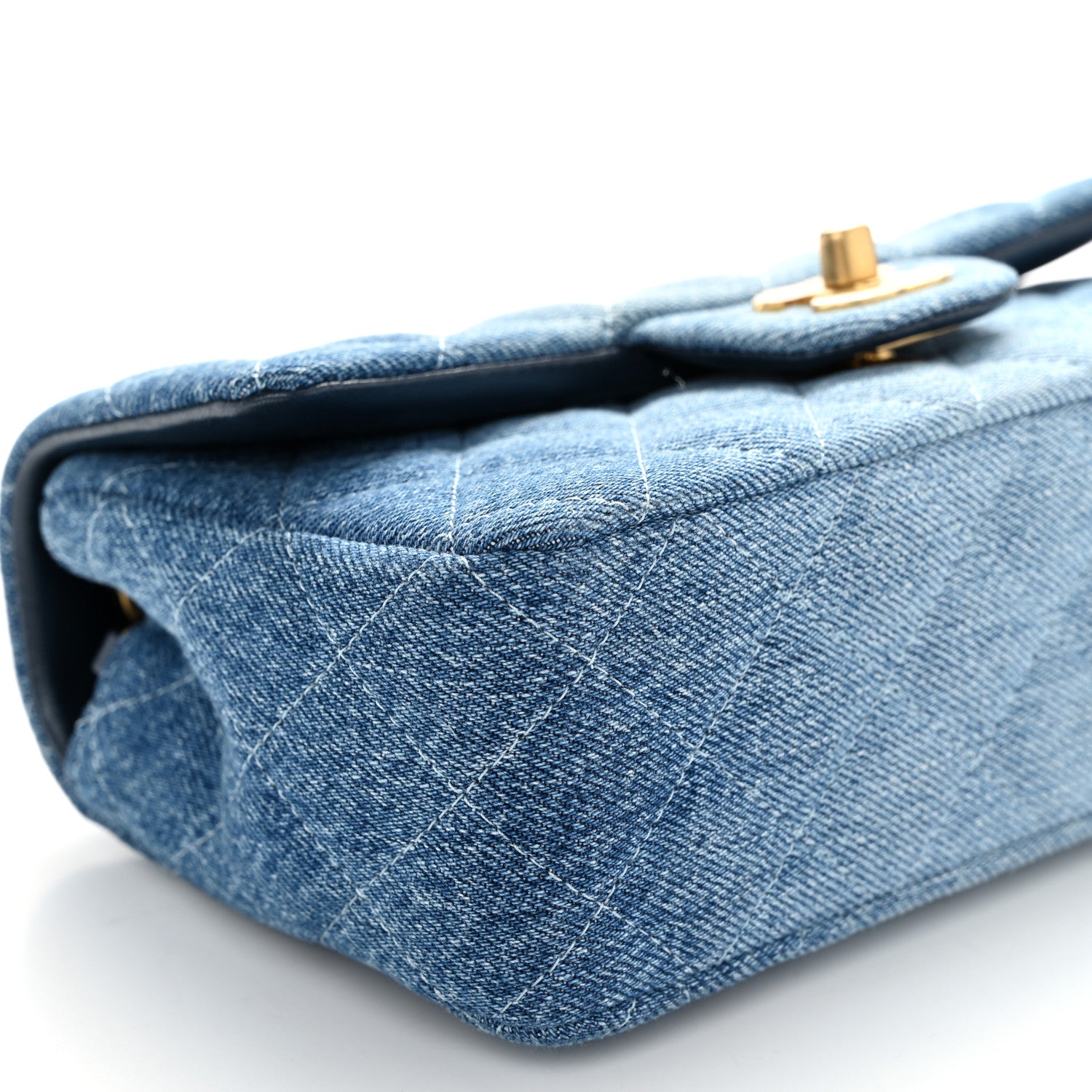 Chanel Washed Denim Quilted Mini Rectangular Flap Blue 9 of 10