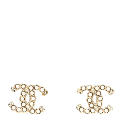 Chanel Pearl Crystal CC Earrings Gold 1 of 4
