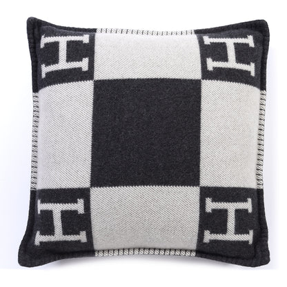 Hermes Wool Cashmere Avalon Pillow PM Ecru Gris Fonce 2 of 6