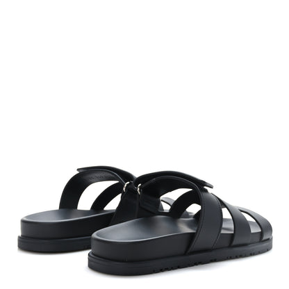 Hermes Calfskin Womens Chypre Sandals 36.5 Black 4 of 9