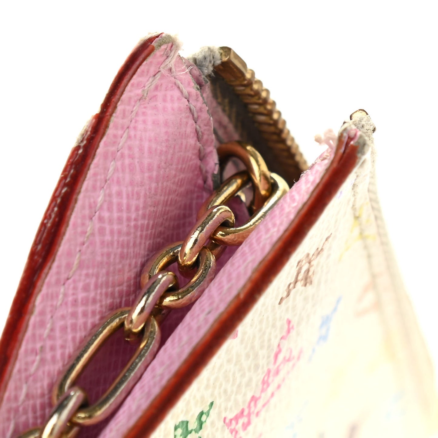 Monogram Multicolor Key Pouch White Litchi