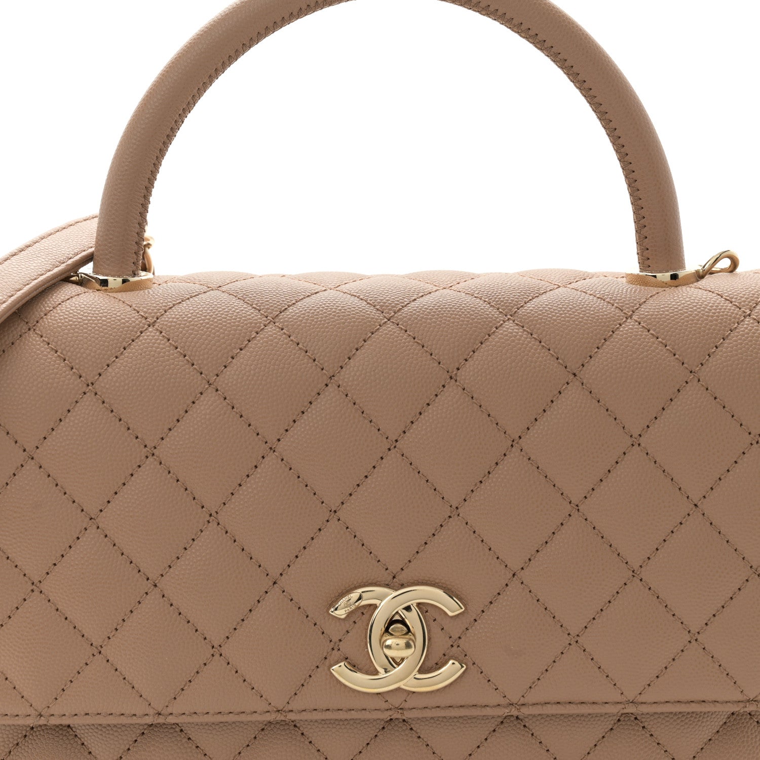 Chanel Caviar Quilted Small Coco Handle Flap Beige 8 of 11