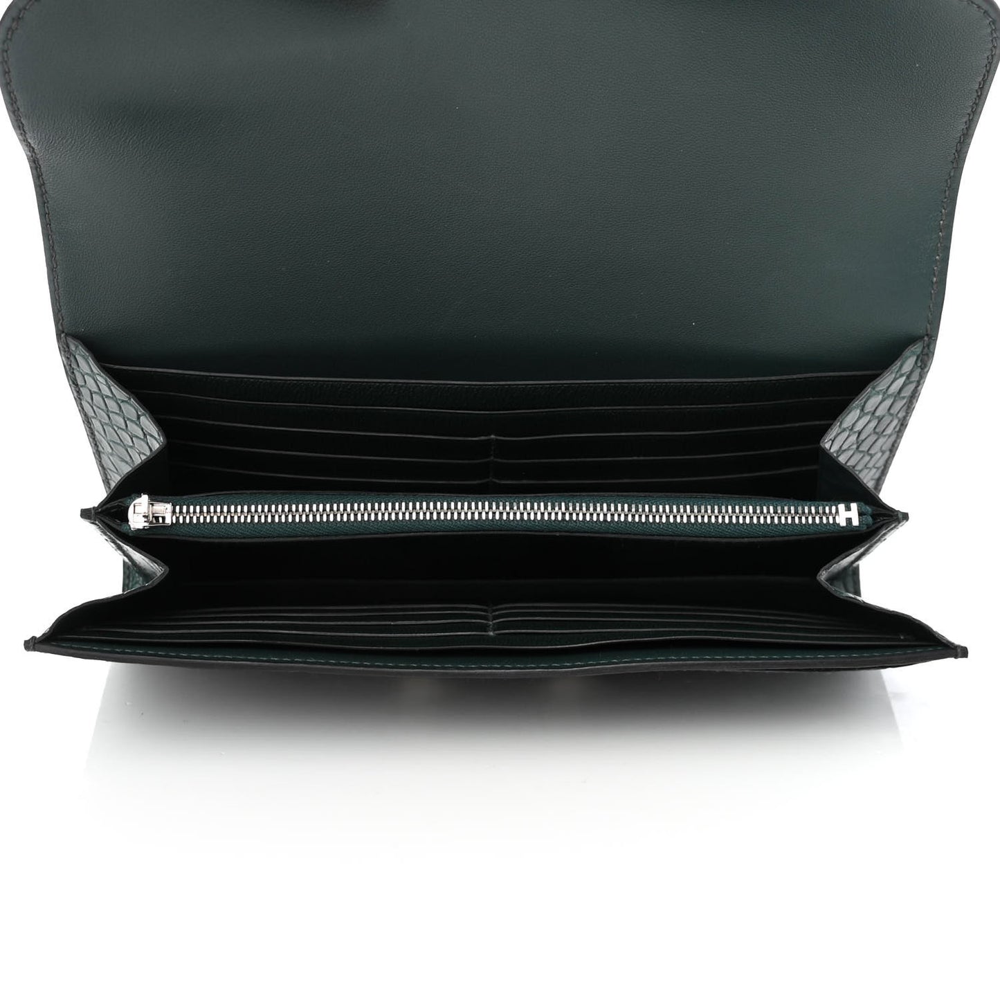 Matte Alligator Constance Wallet Vert Titien