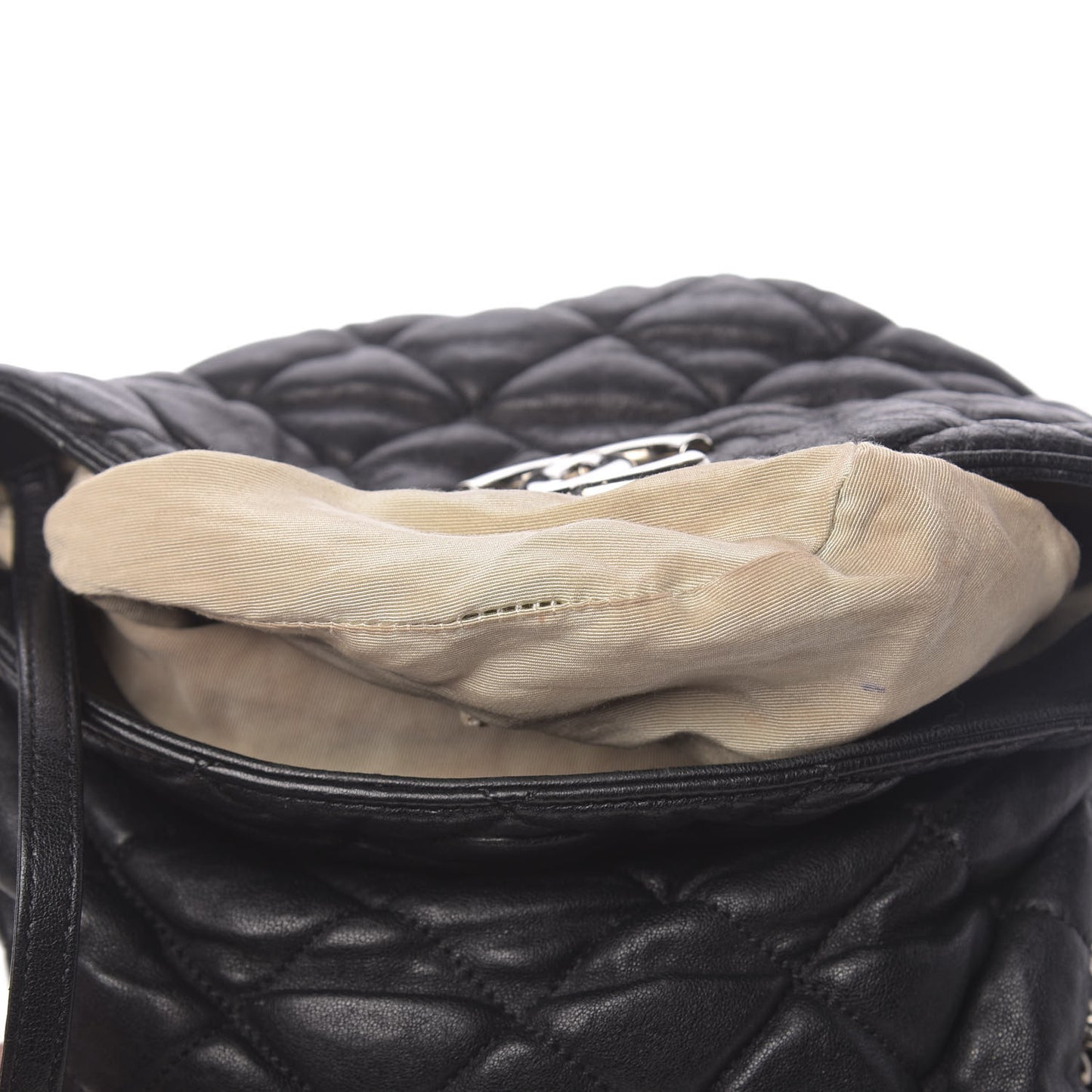Washed Lambskin Chain Around Hobo Black