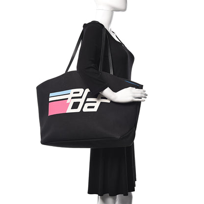 Prada Canapa Racing Logo Shopping Tote Black Azzurro 2 of 16