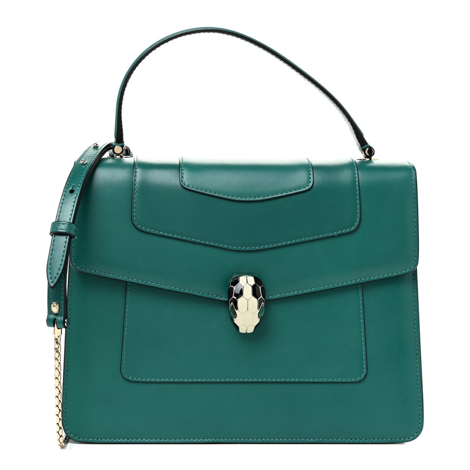 Bulgari Calfskin Serpenti Forever Top Handle Emerald Green 3 of 14