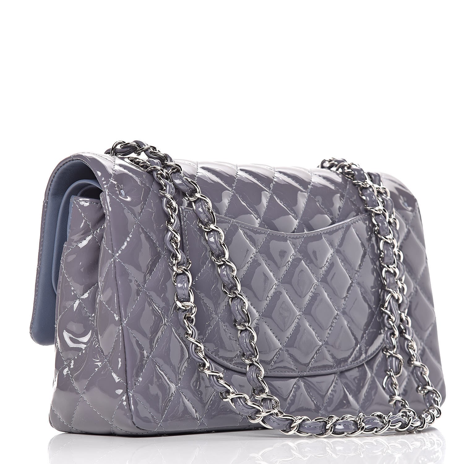 Chanel Patent Calfskin Quilted Medium Double Flap Light Purple 3 of 12