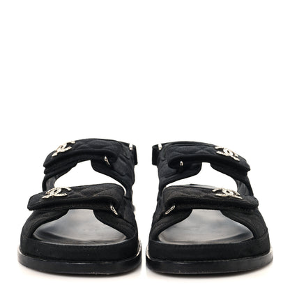 Chanel Mixed Fibers Velcro Dad Sandals 37 Black 3 of 10