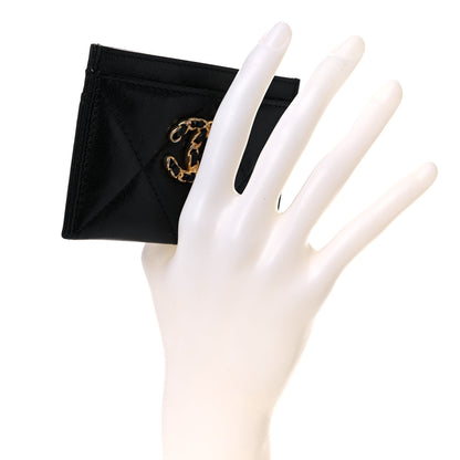 Chanel Shiny Goatskin Quilted Chanel 19 Card Holder Black 2 of 9