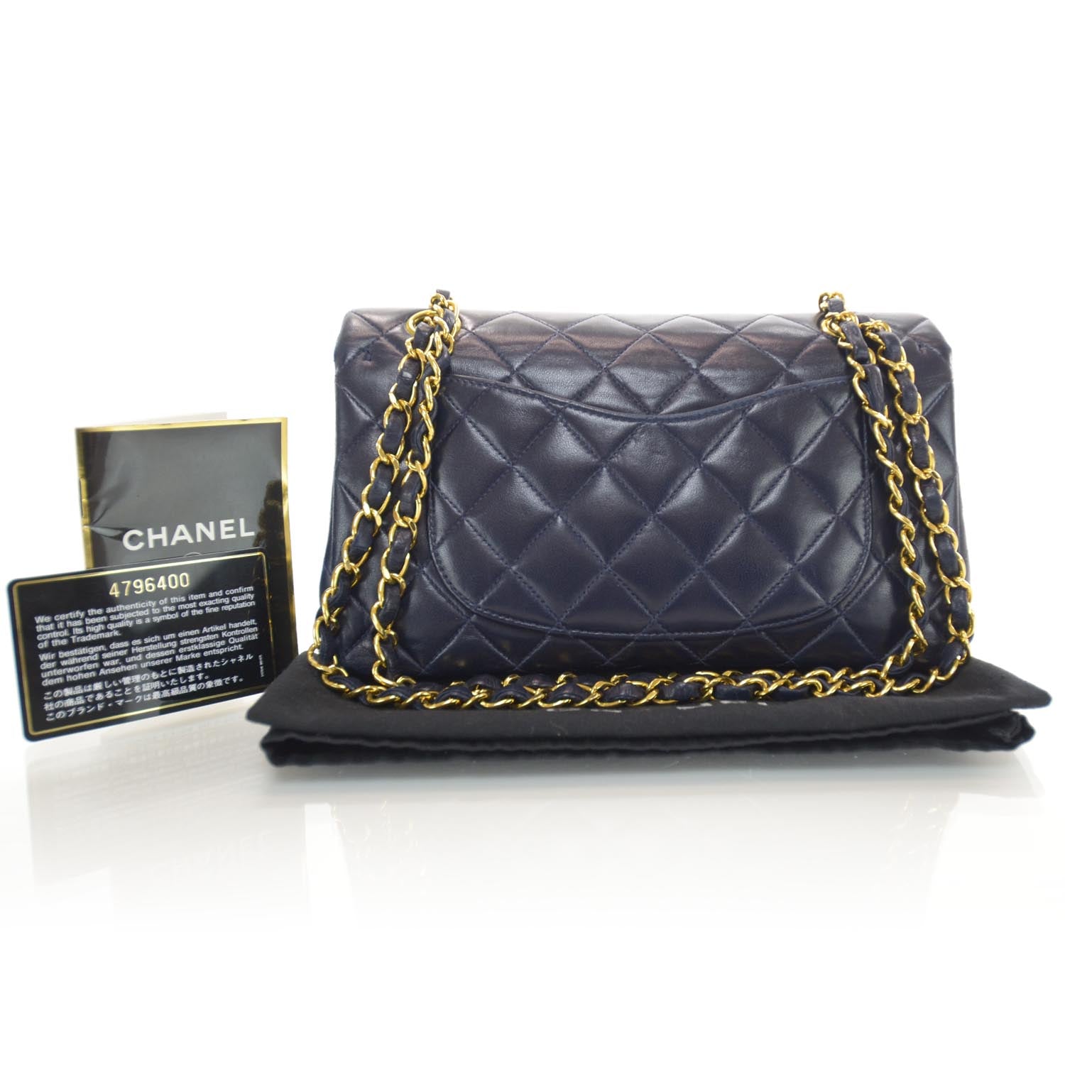 Chanel Lambskin Small Double Flap Navy 3 of 10