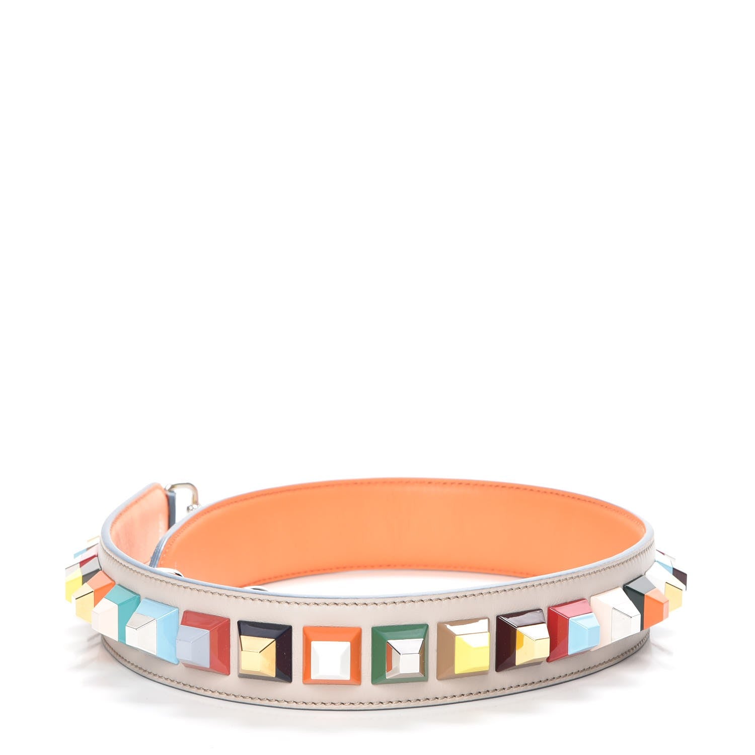Fendi Vitello Dolce Plexiglass Bi-Color Studded Strap You Grigio Polvere Arancio Multicolor 2 of 4