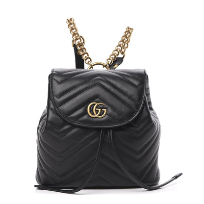 Gucci Calfskin Matelasse GG Marmont Flap Backpack Black 1 of 10