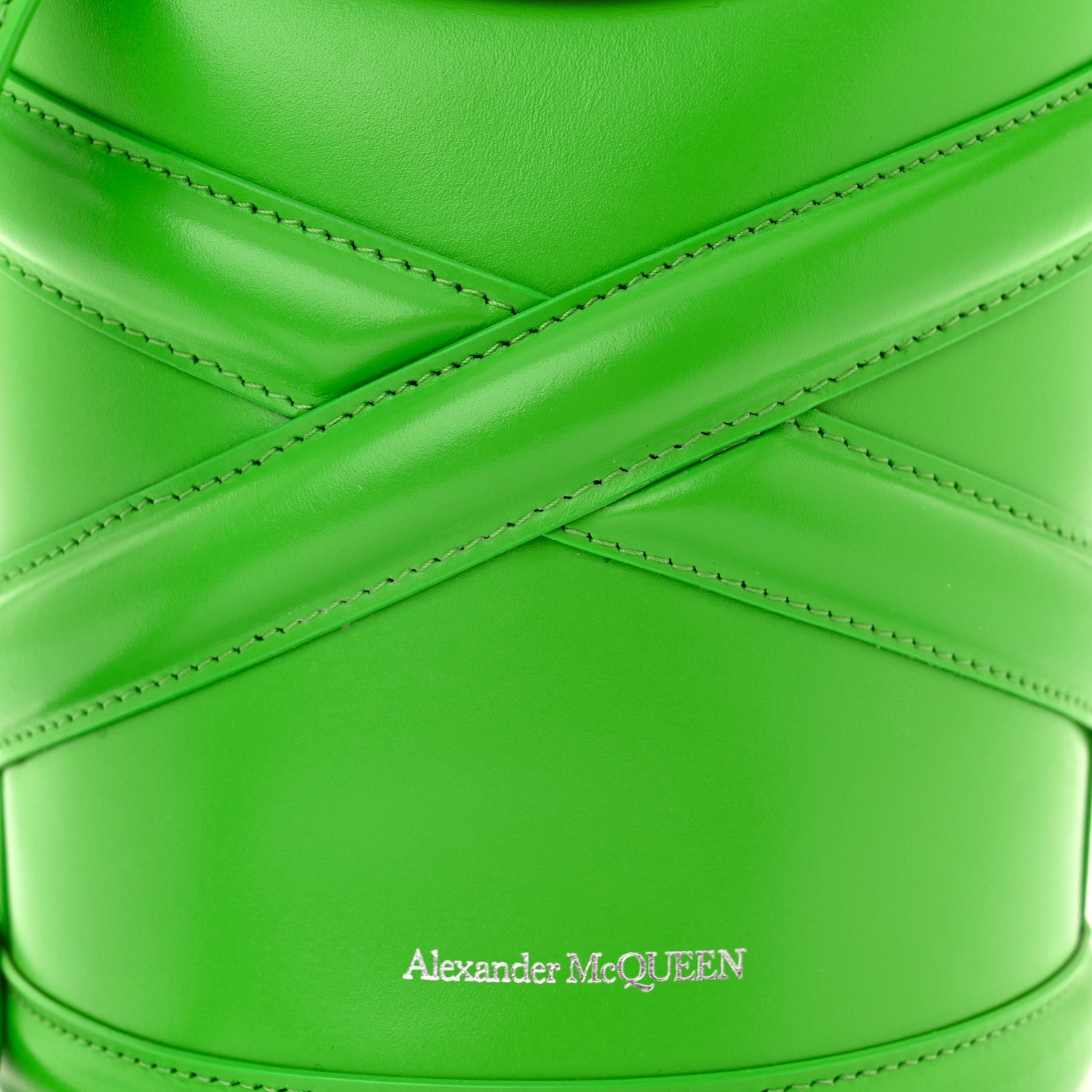 Alexander McQueen Calfskin Mini Curve Bucket Bag Acid Green 8 of 10