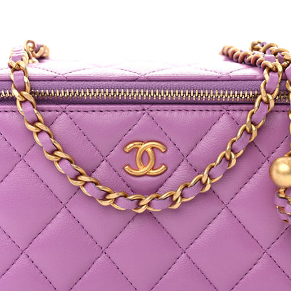 Chanel Lambskin Quilted Pearl Crush Small Vanity Case With Chain Purple 8 of 11