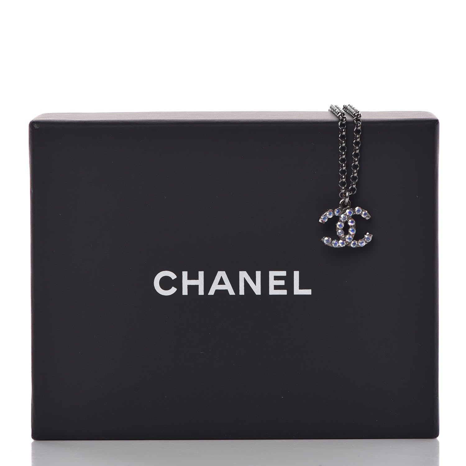 Chanel Ruthenium Crystal CC Necklace Iridescent Purple 7 of 7