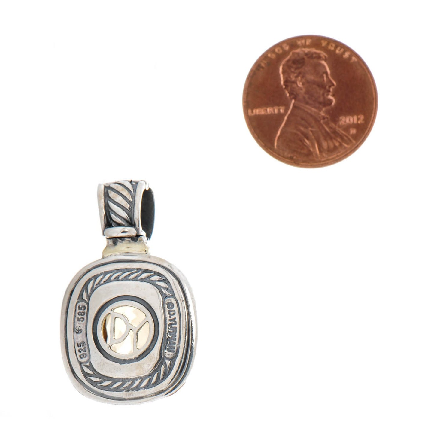 Sterling Silver 14K Yellow Gold Citrine 12mm Albion Enhancer Pendant