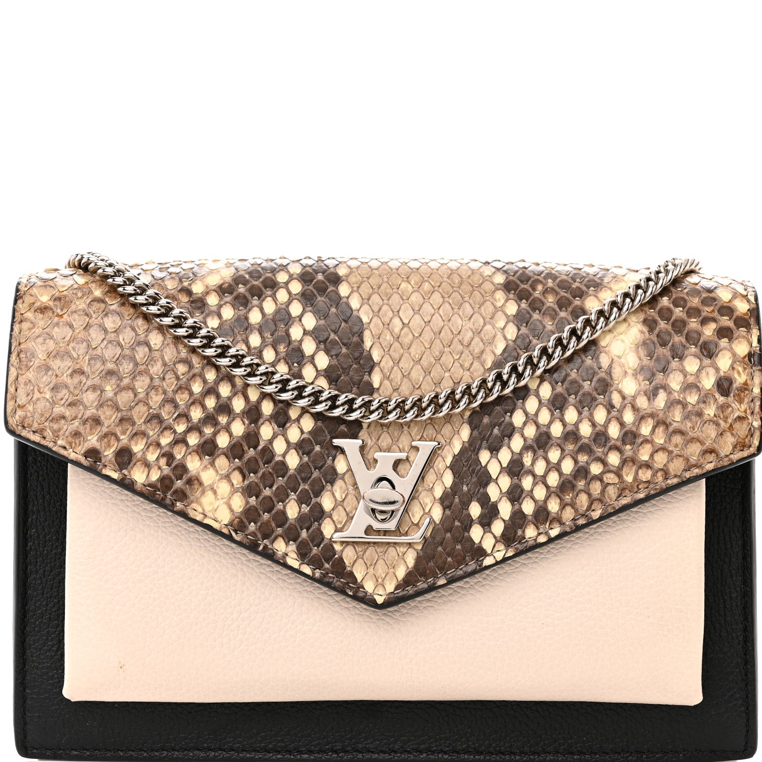 Louis Vuitton Soft Calfskin Snakeskin My Lockme Chain Pochette Black 7 of 11