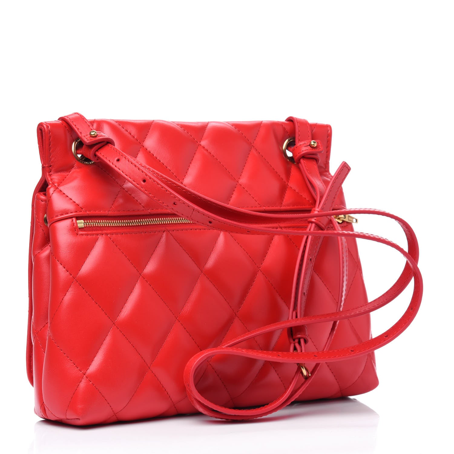 Balenciaga Nappa Calfskin Quilted Medium Touch B Shoulder Bag Bright Red 2 of 4