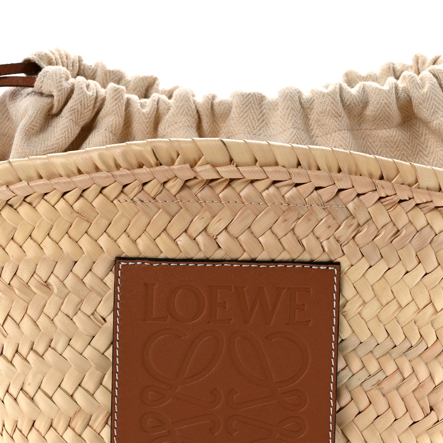 Raffia Drawstring Basket Tote Bag Natural Tan