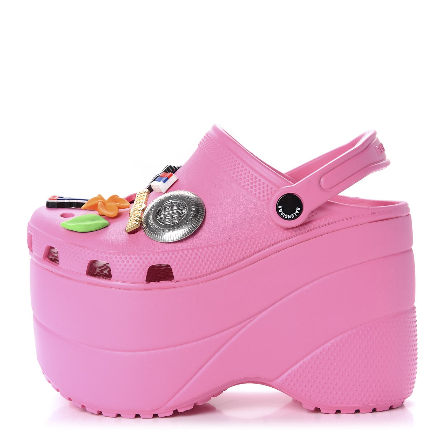 X CROCS Rubber Textured Womens Platform Sandals 37 Rose Bonbon