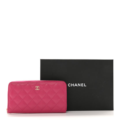 Chanel Caviar Quilted Large Gusset Zip Around Wallet Fuchsia 9 of 9