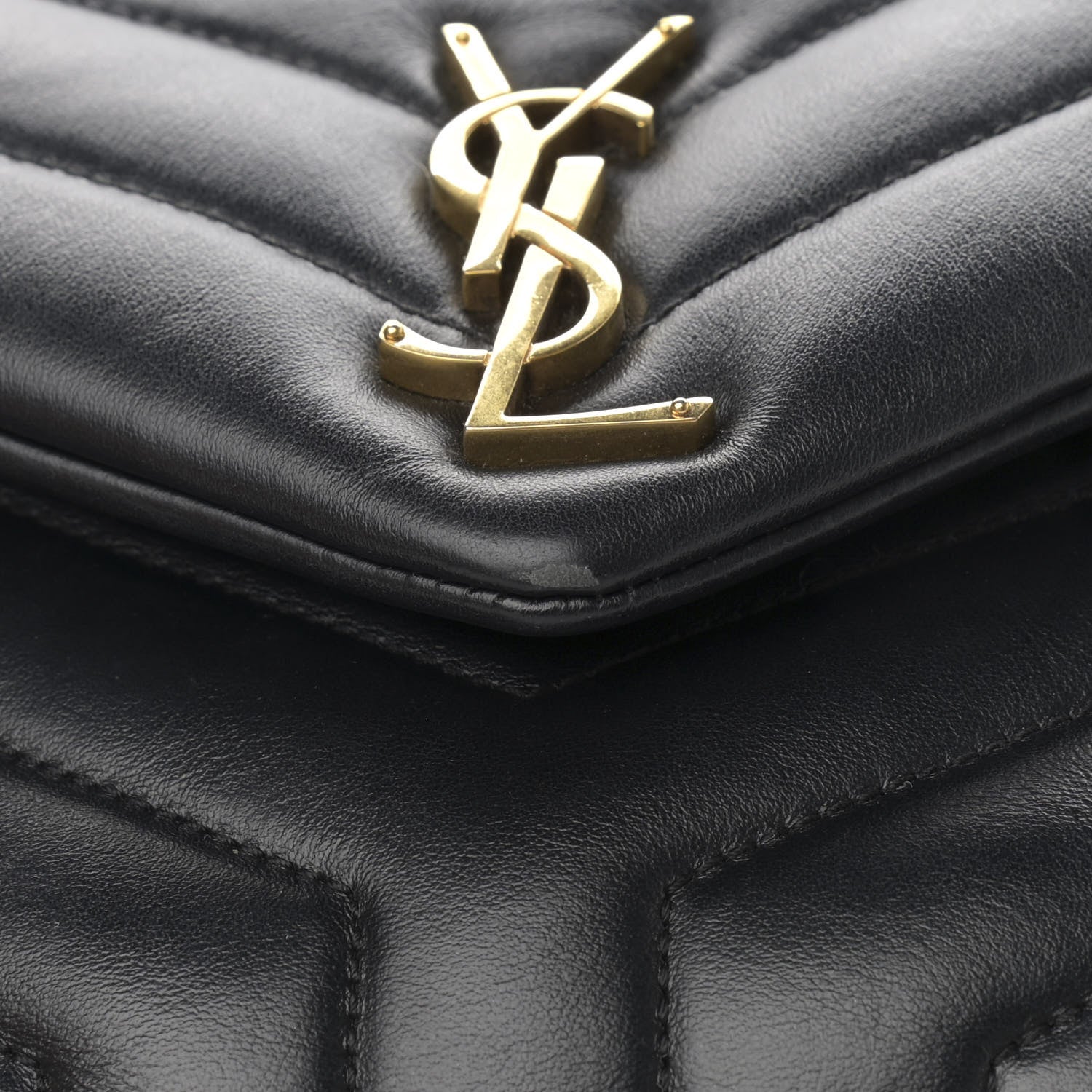 Saint Laurent Calfskin Y Quilted Monogram Small Loulou Chain Satchel Black 15 of 15