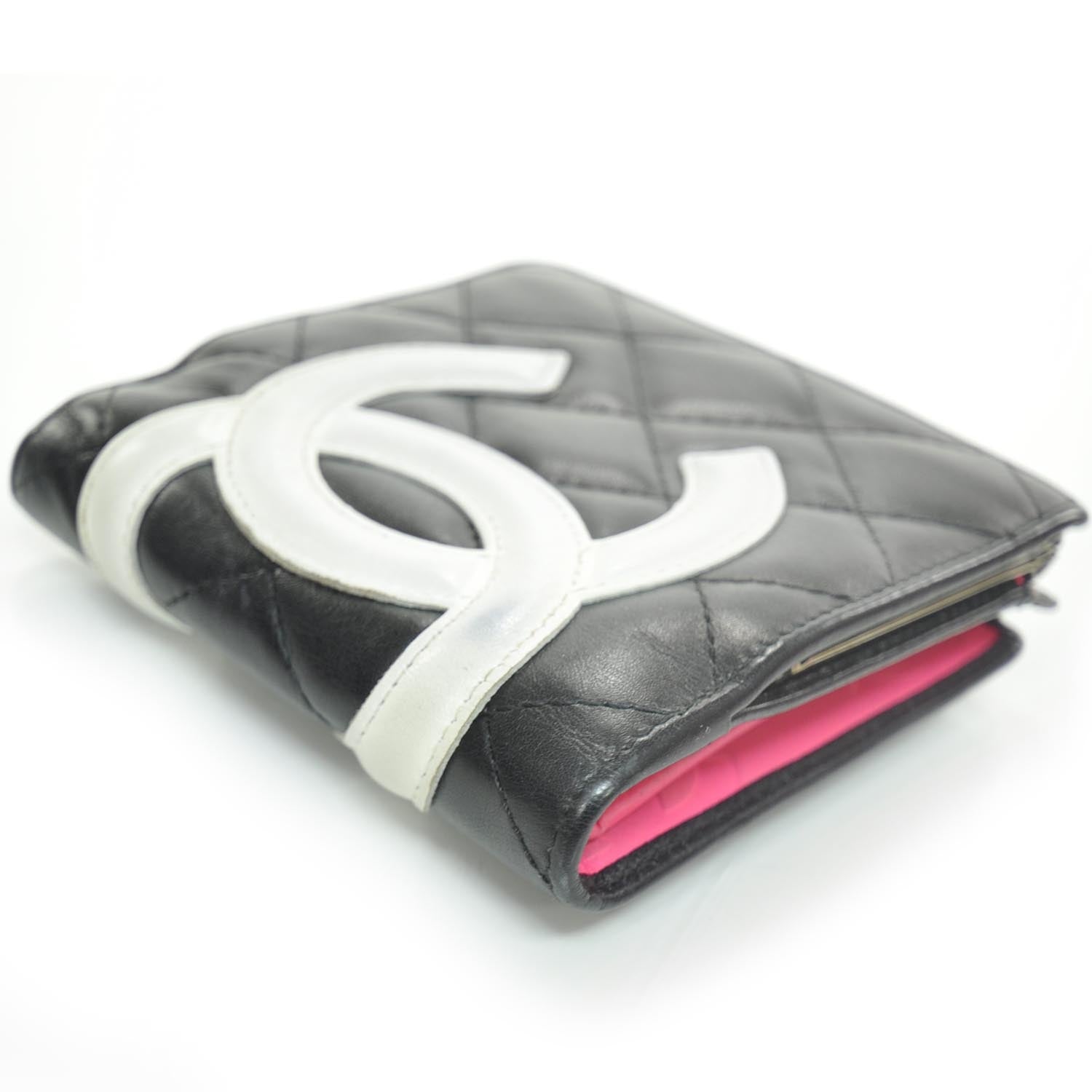 Chanel Calfskin Quilted Cambon Bi-Fold Wallet Black White 9 of 9